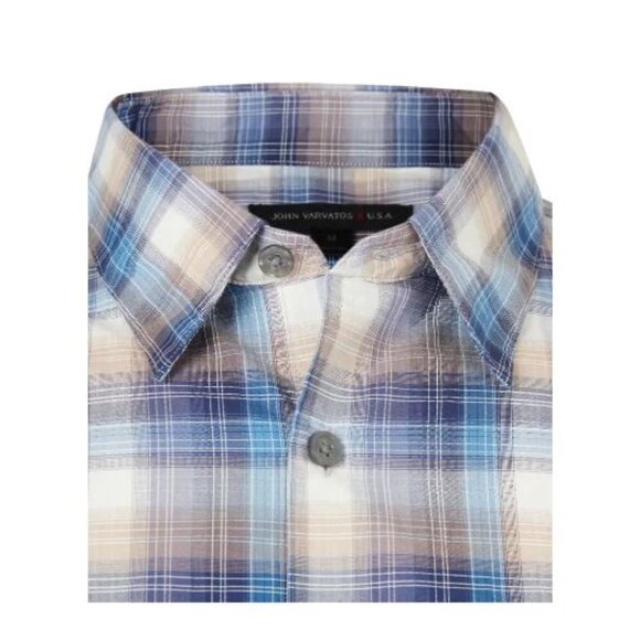 John Varvatos Mens Blue Plaid Collared Lightweight Button Up Shirt Sz XXL New - Picture 9 of 13